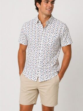 Ben Sherman White Shirt with Multicolor Pattern